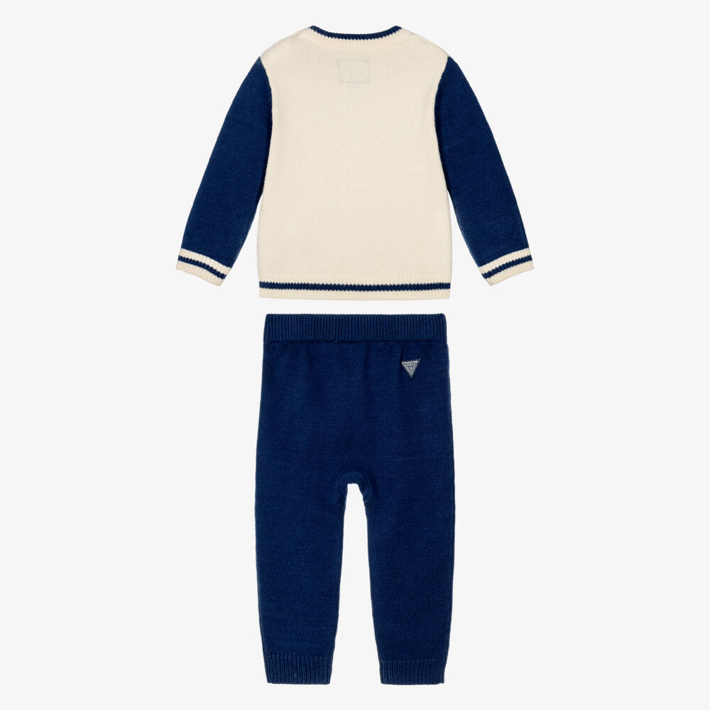 Guess-Baby Boys Blue & Ivory Knitted Trouser Set | Childrensalon