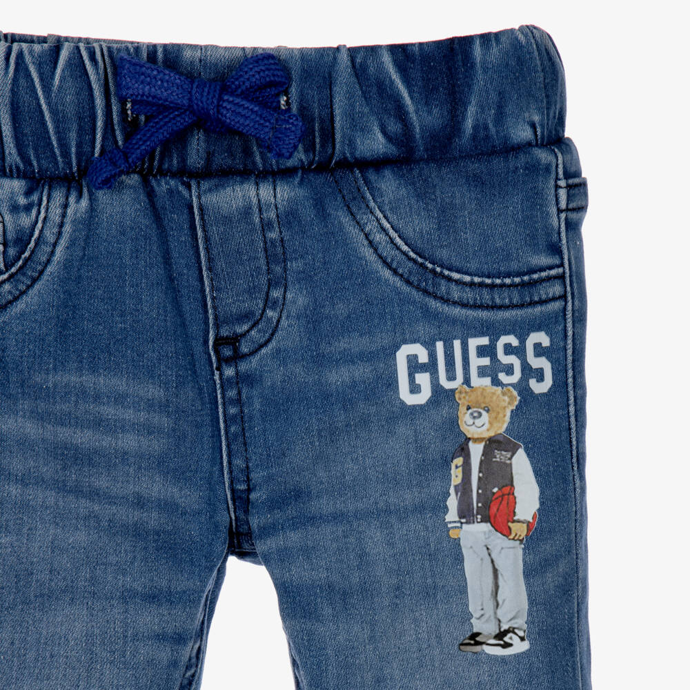 Guess-Baby Boys Blue Jeans with Varsity Teddy | Childrensalon