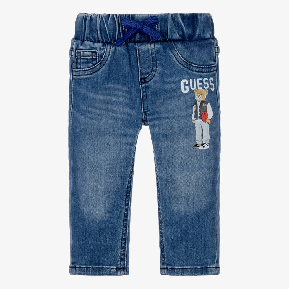 Guess-Baby Boys Blue Jeans with Varsity Teddy | Childrensalon