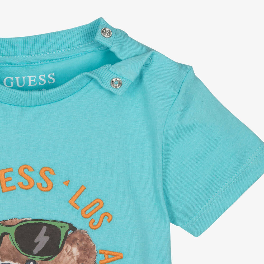 Guess-Baby Boys Blue Jersey Denim Shorts Set | Childrensalon