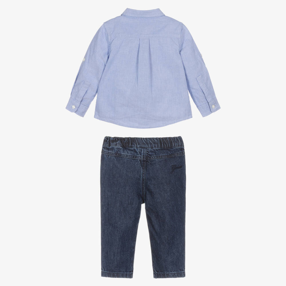 Guess-Baby Boys Blue Oxford Cotton Shirt & Jeans Set | Childrensalon