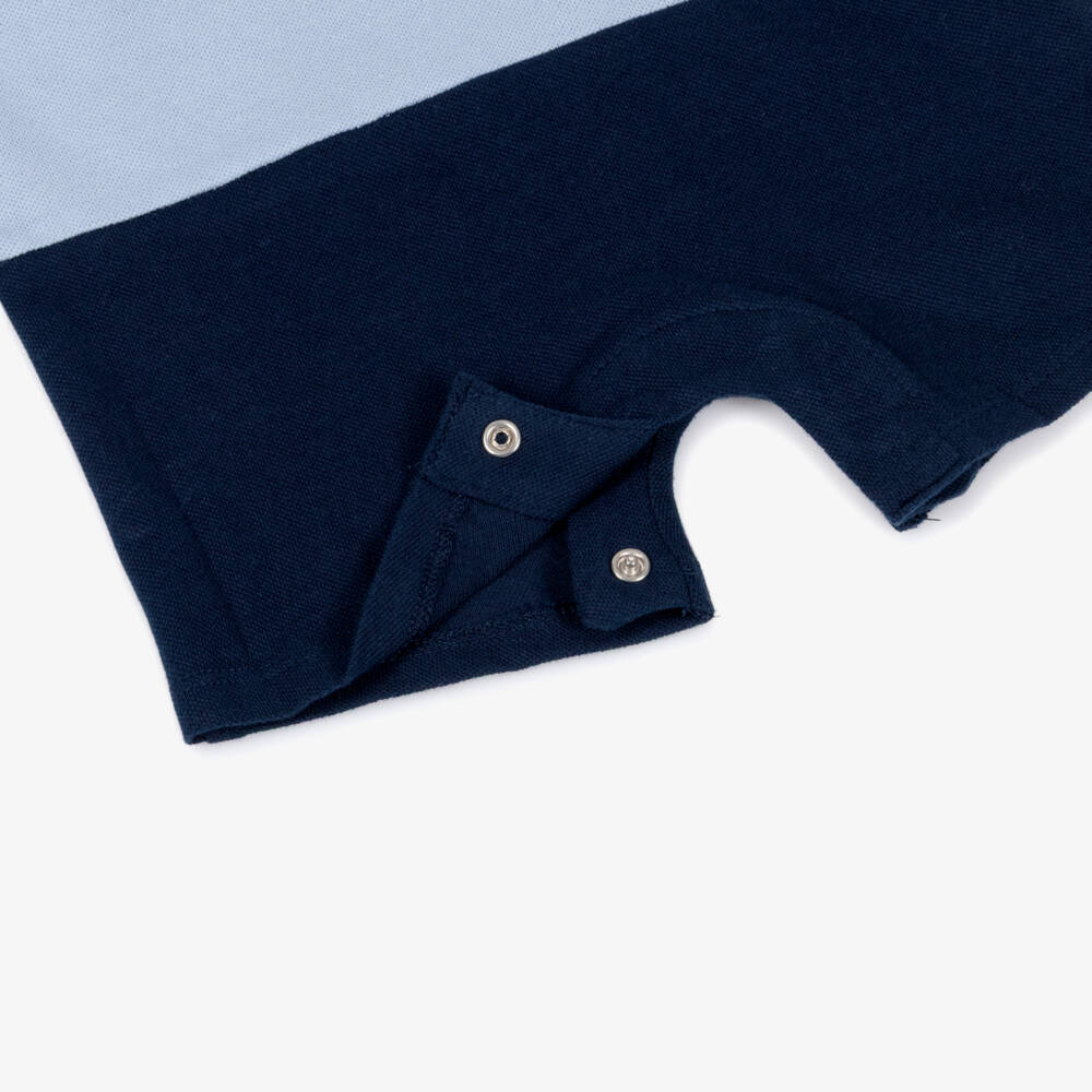 Guess-Baby Boys Blue Panel Cotton Pique Polo Shortie | Childrensalon