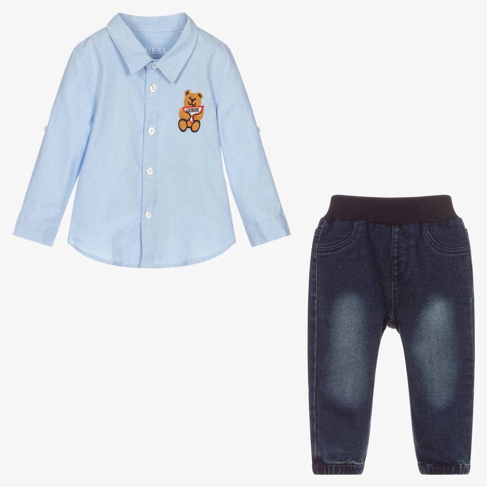 Guess-Baby Boys Blue Trouser Set | Childrensalon