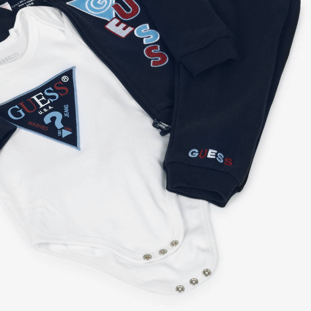 Guess-Baby Boys Navy Blue Cotton Tracksuit Set | Childrensalon