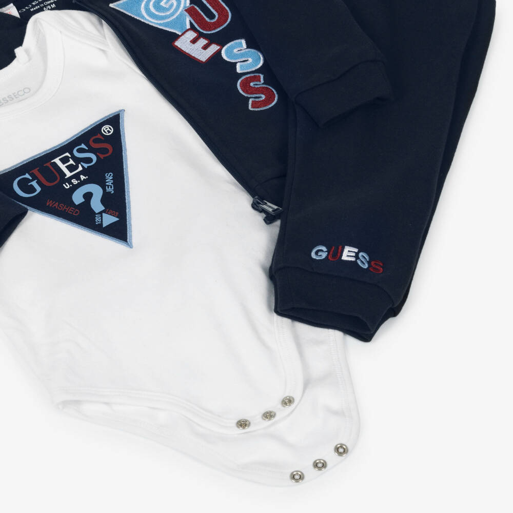 Guess-Baby Boys Navy Blue Cotton Tracksuit Set | Childrensalon