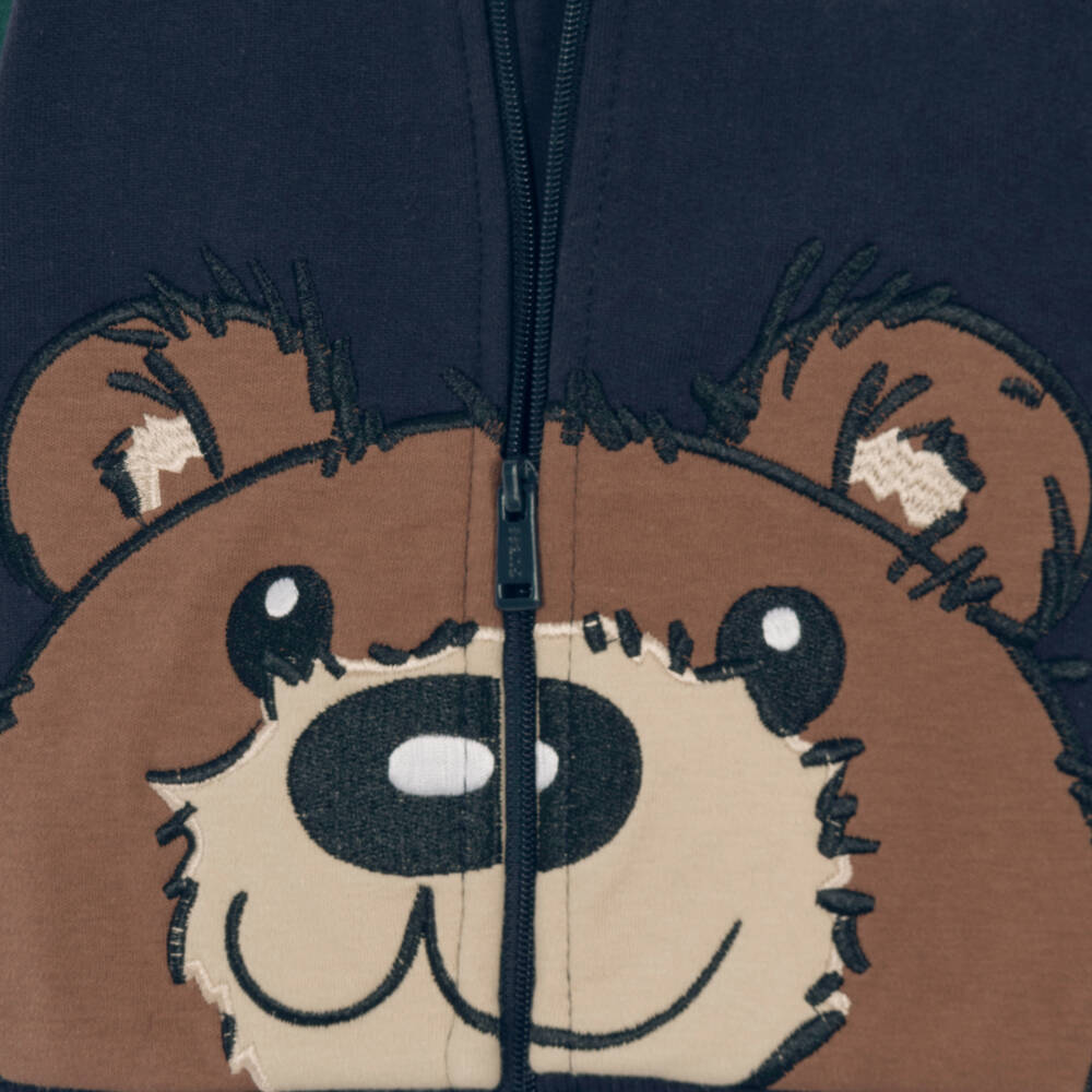Guess-Baby Boys Navy Blue & Green Teddy Bear Tracksuit | Childrensalon