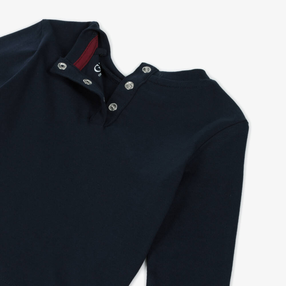 Guess-Baby Boys Navy Blue Organic Cotton Teddy Bear & Logo Top | Childrensalon