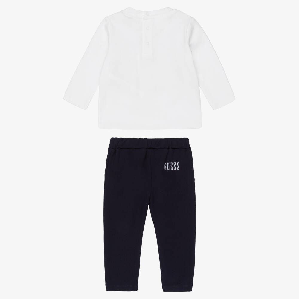 Guess-Baby Boys Navy Blue Suit Look Jersey Trouser Set | Childrensalon