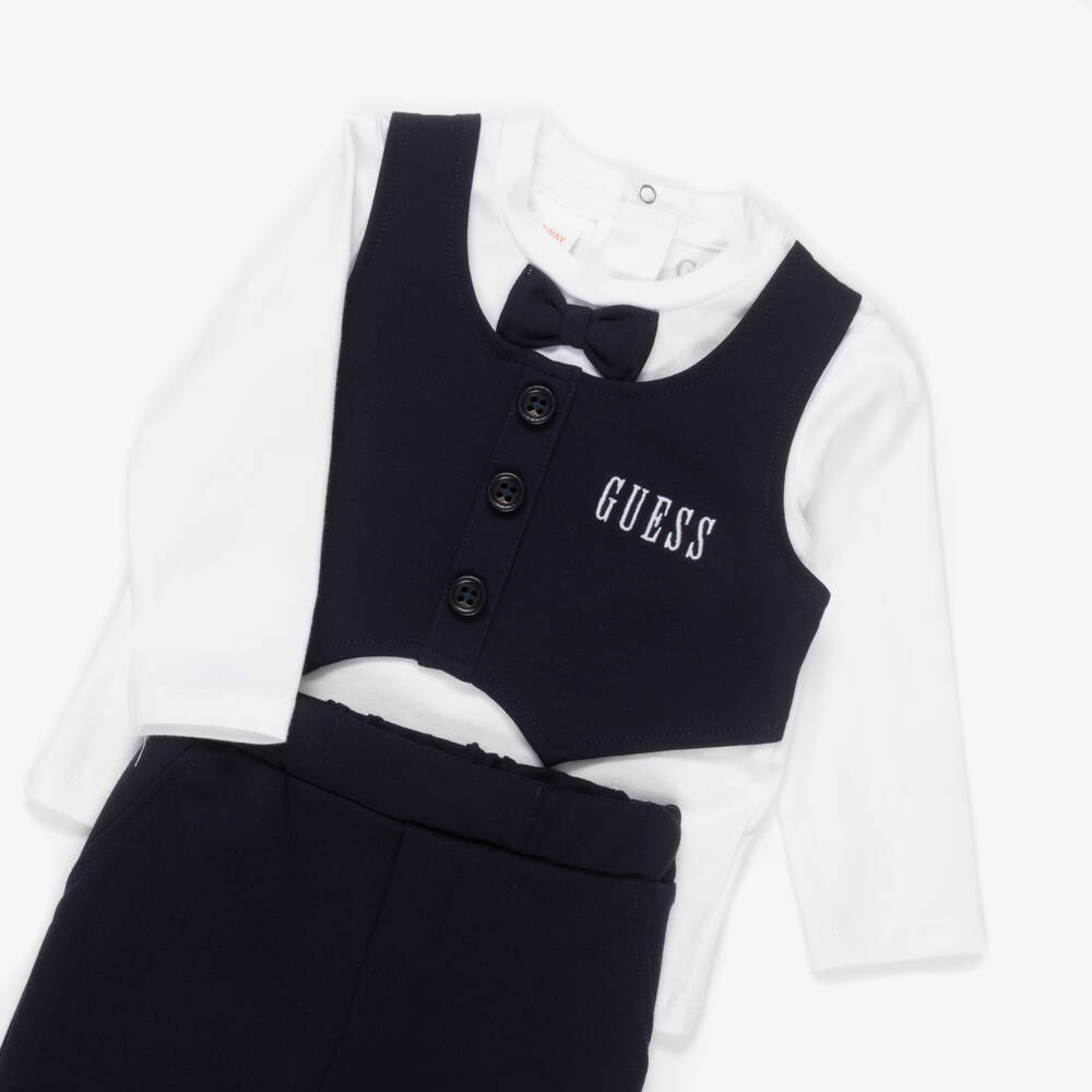 Guess-Baby Boys Navy Blue Suit Look Jersey Trouser Set | Childrensalon