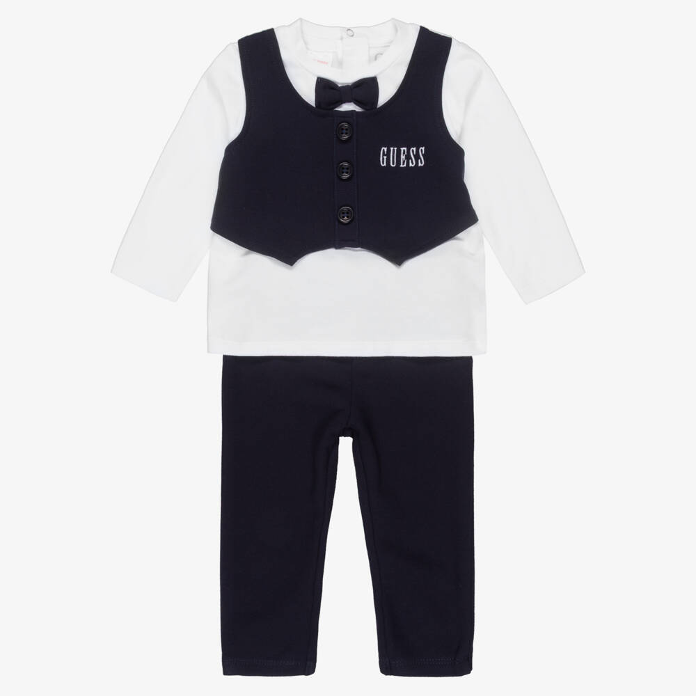 Guess-Baby Boys Navy Blue Suit Look Jersey Trouser Set | Childrensalon