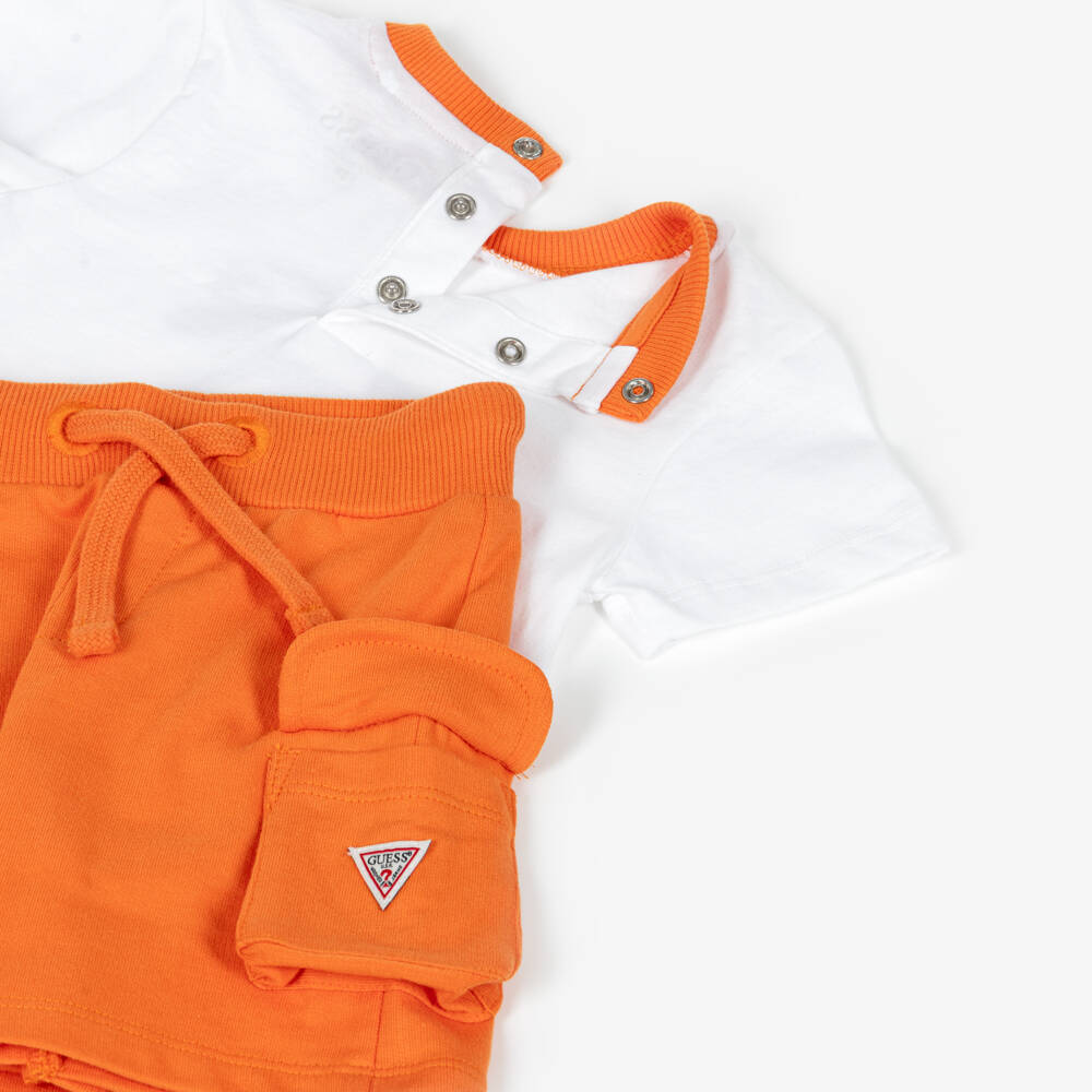 Guess-Baby Boys Orange Shorts Set with Palm Tree Print | Childrensalon