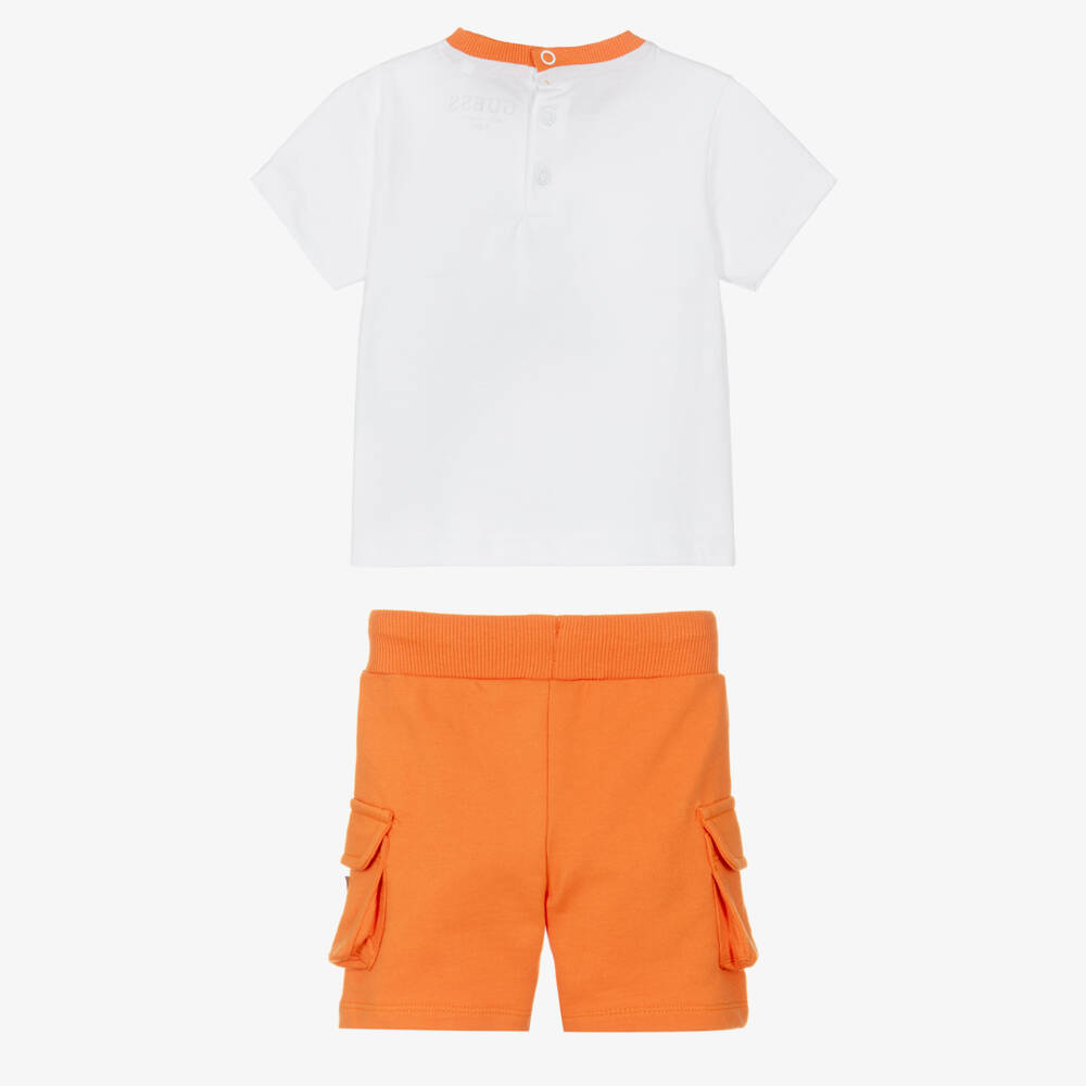 Guess-Baby Boys Orange Shorts Set with Palm Tree Print | Childrensalon