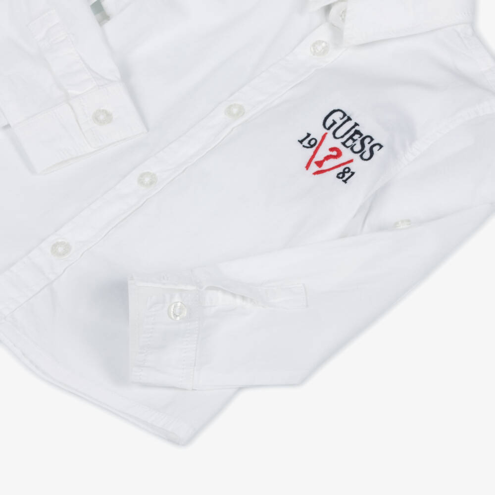 Guess-Baby Boys White & Beige Shirt & Trouser Set | Childrensalon