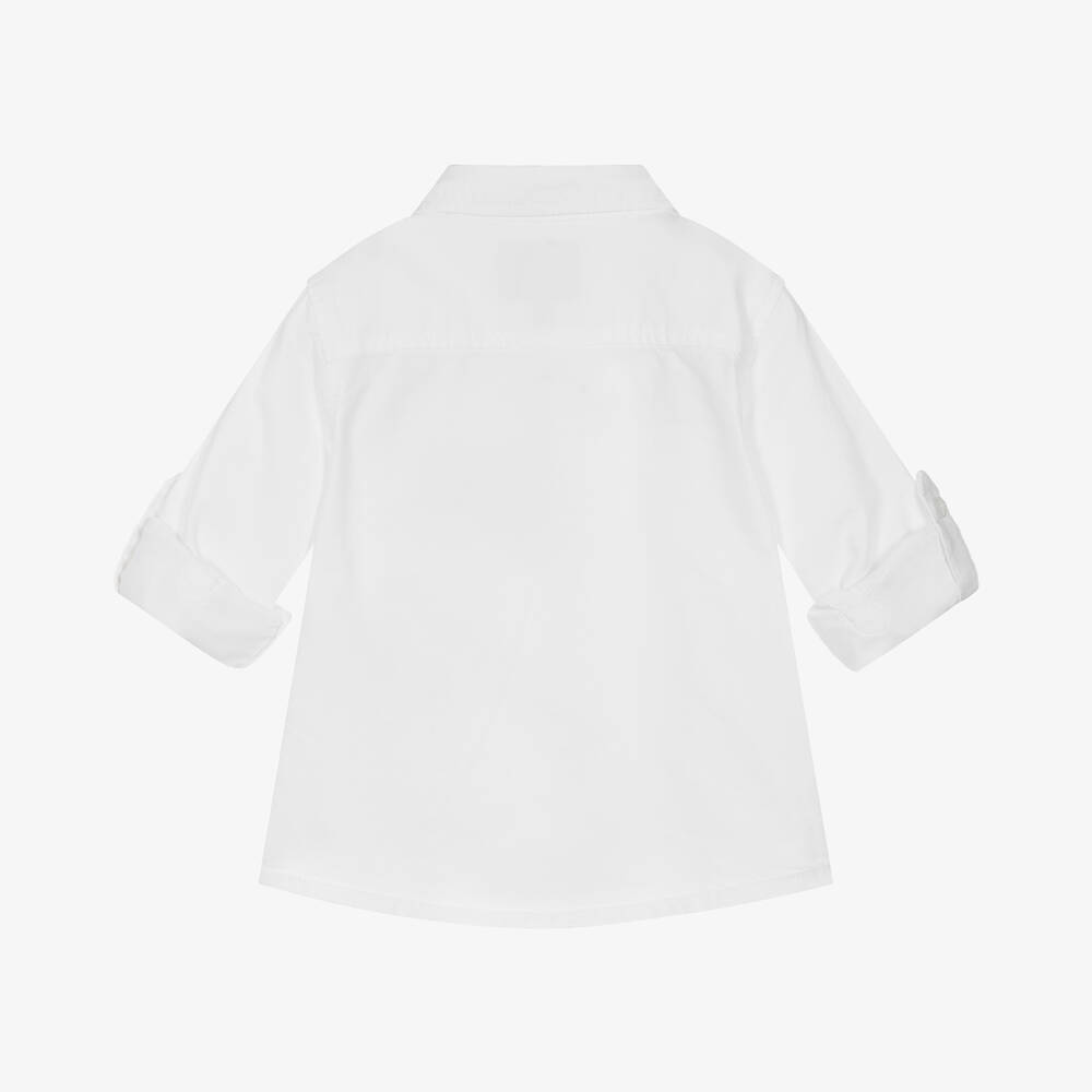 Guess-Baby Boys White Cotton Bear Shirt | Childrensalon