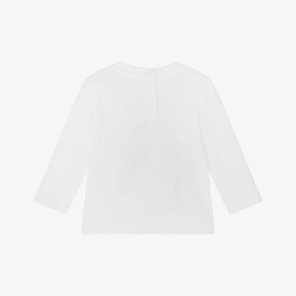 Guess-Baby boys White Organic Cotton Teddy Bear Logo Top | Childrensalon