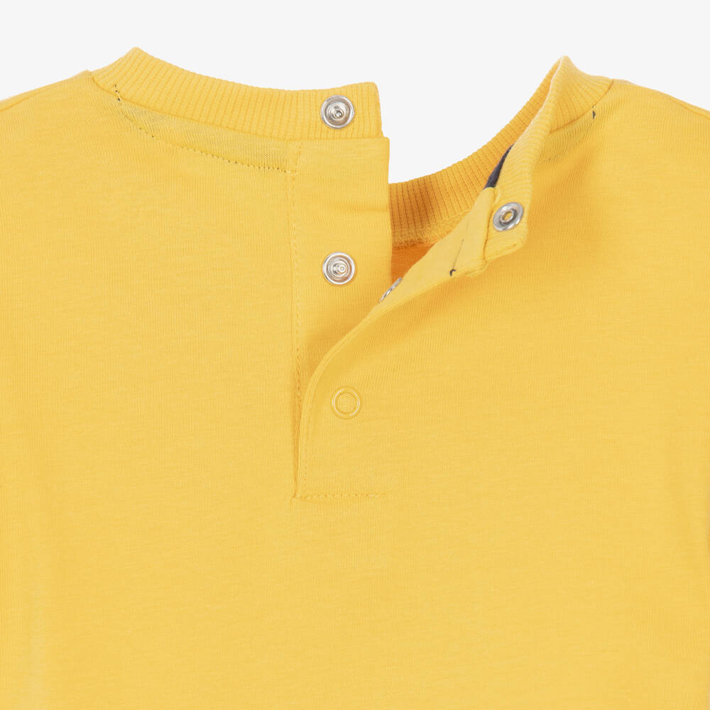 Guess-Baby Boys Yellow & Blue Jersey Denim Trouser Set | Childrensalon