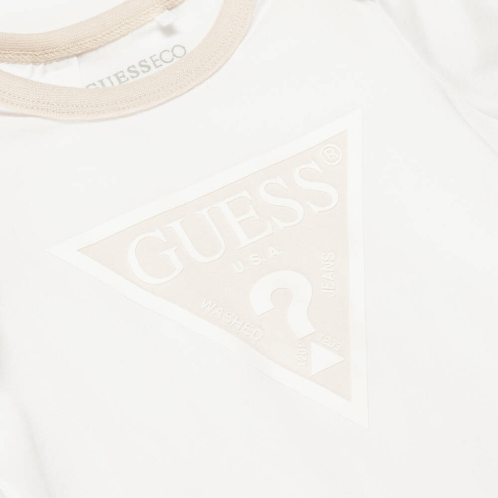Guess-Baby Cotton Tracksuit Set in Ivory & Beige | Childrensalon