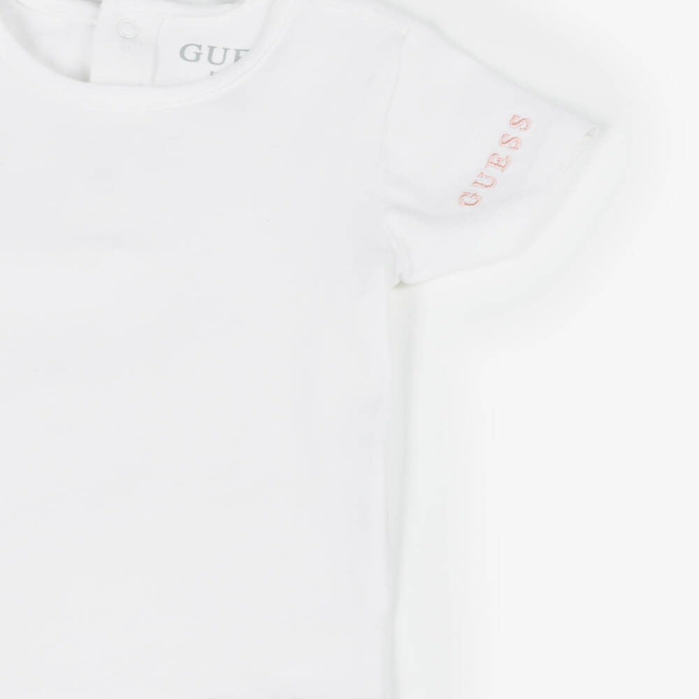 Guess-Baby Girls Blue Chambray Pinafore Dress Set | Childrensalon