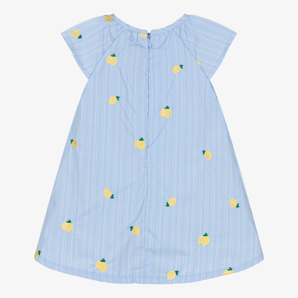 Guess-Baby Girls Blue Striped & Embroidered Lemons Dress | Childrensalon