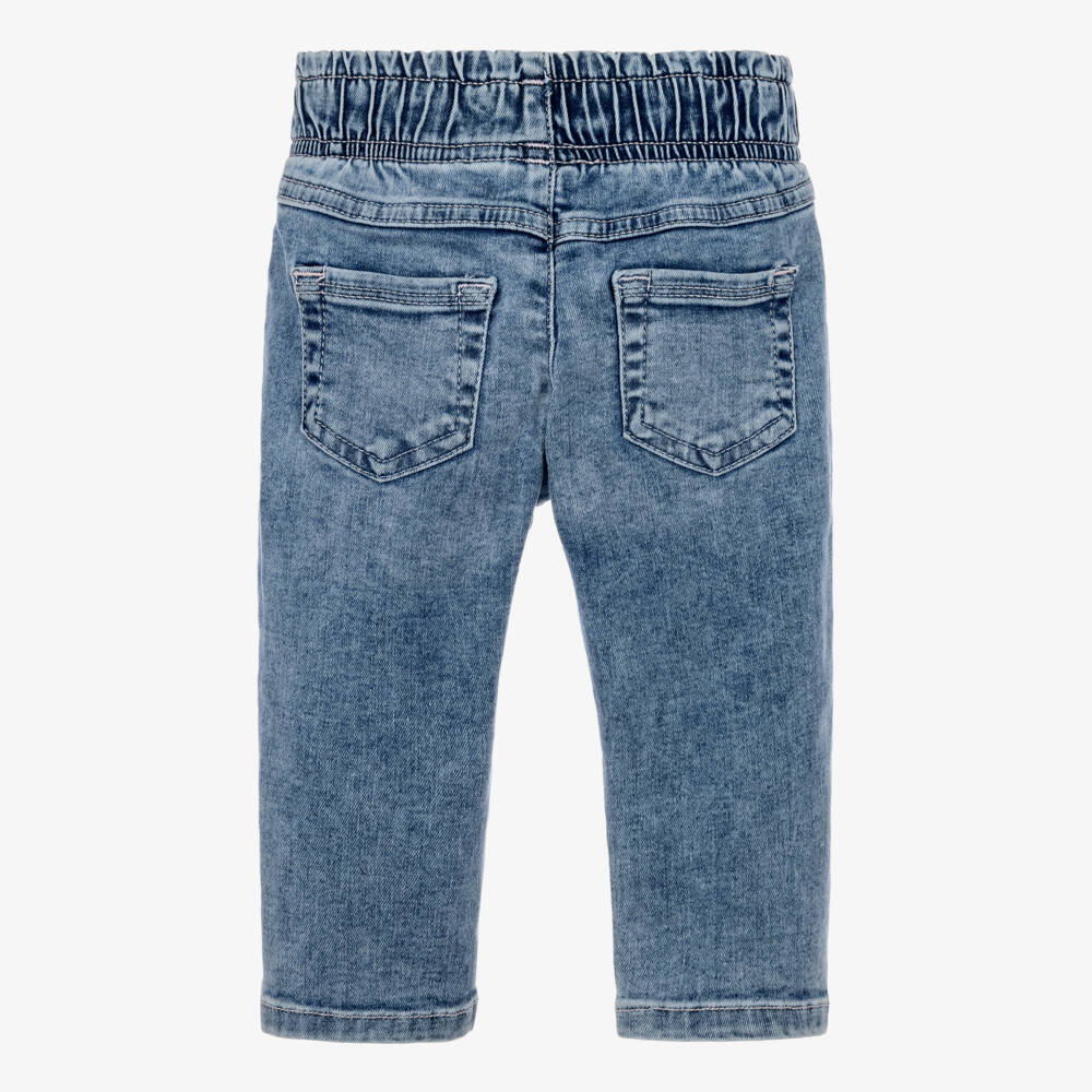 Guess-Baby Girls Blue Washed Denim Jeans | Childrensalon