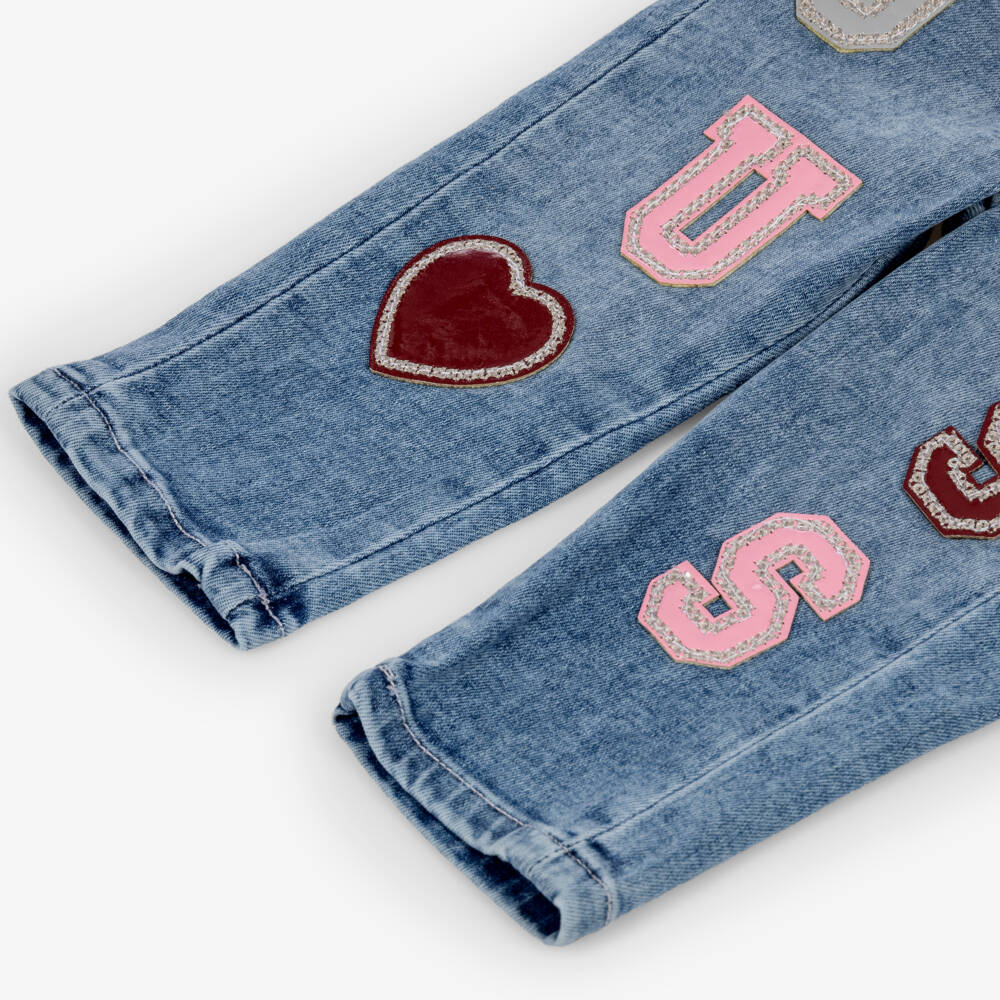 Guess-Baby Girls Blue Washed Denim Jeans | Childrensalon