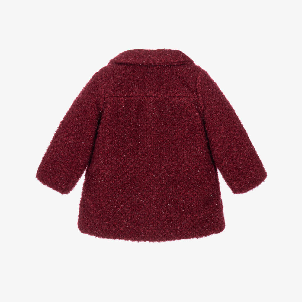 Guess-Baby Girls Burgundy Bouclé-Style Coat | Childrensalon