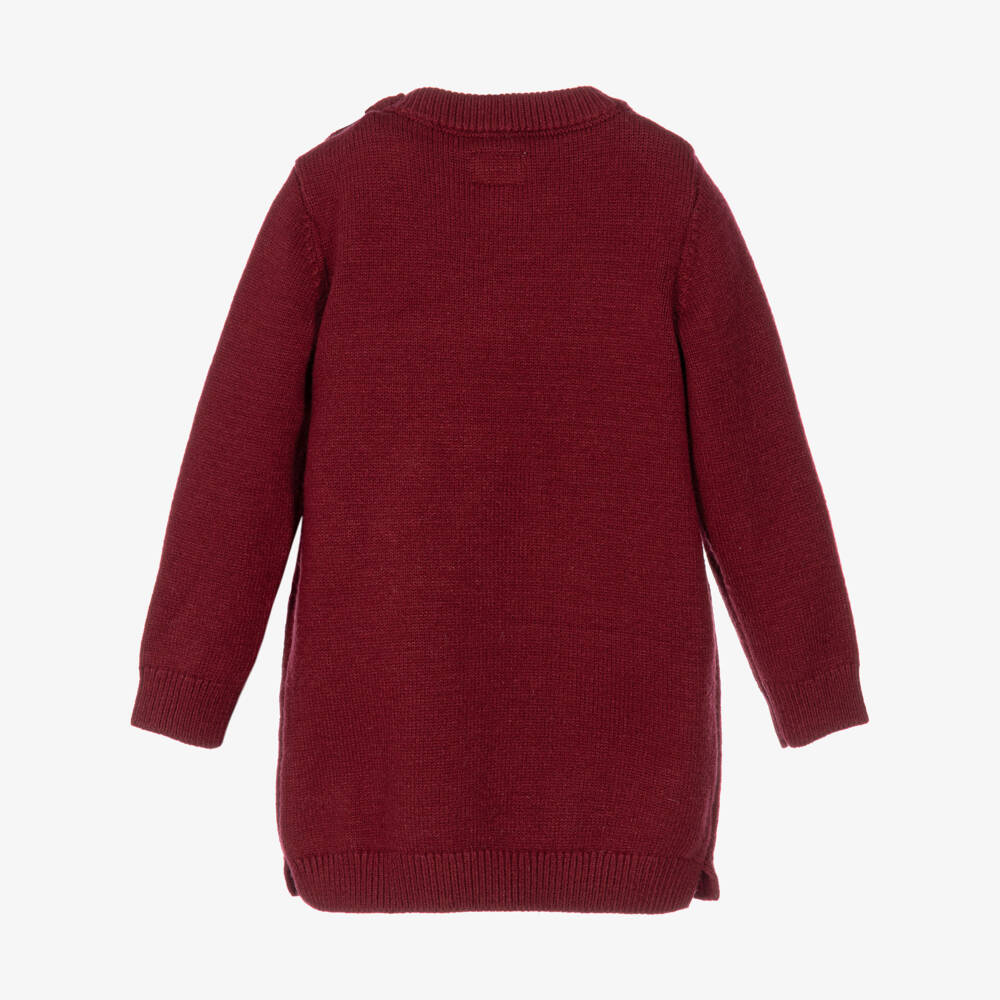 Guess-Baby Girls Burgundy Knitted Bear Dress | Childrensalon