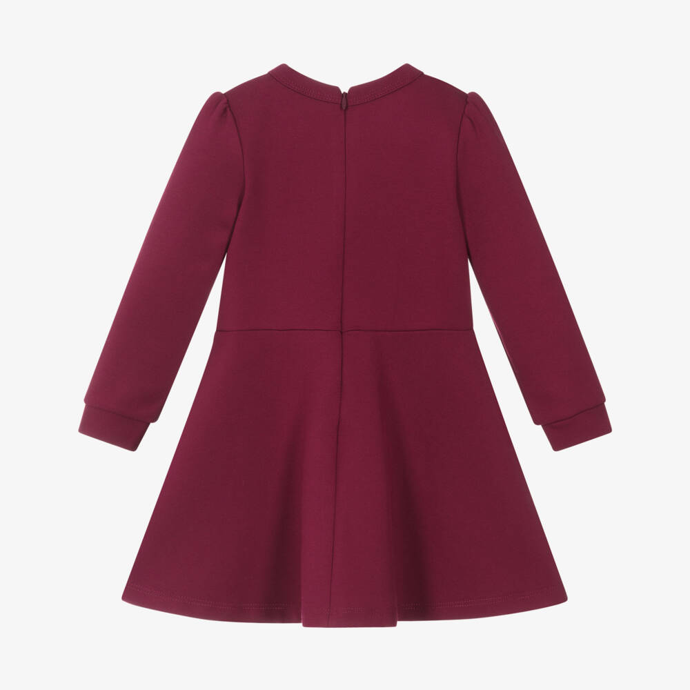 Guess-Baby Girls Burgundy Red Jersey Dress with Gold Sequin Logo | Childrensalon