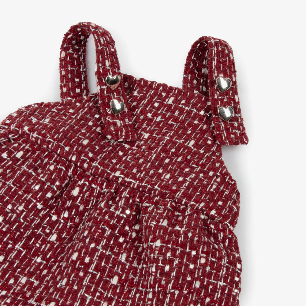 Guess-Baby Girls Burgundy Tweed Pinafore Dress Set | Childrensalon