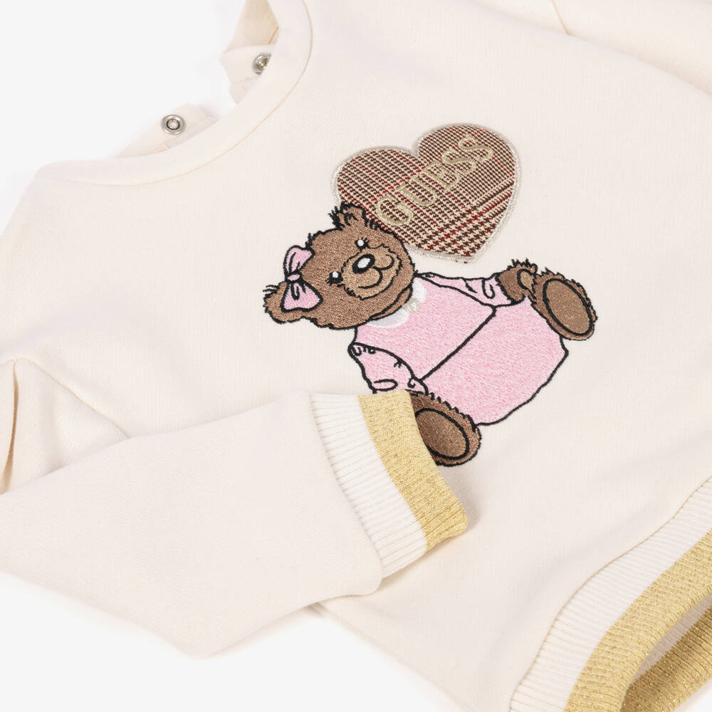 Guess-Baby Girls Ivory & Brown Plaid Skirt Set | Childrensalon