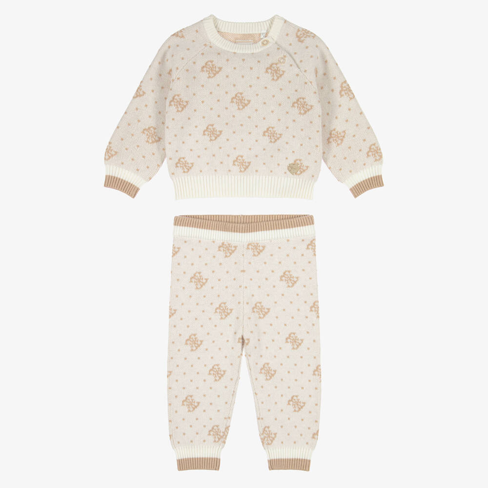Guess-Baby Girls Ivory Jacquard Knit Trouser Set | Childrensalon