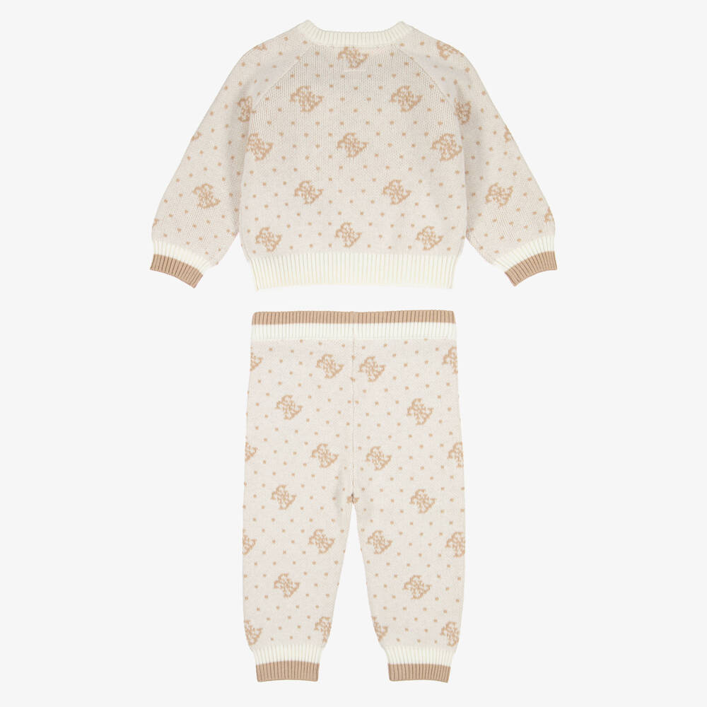 Guess-Baby Girls Ivory Jacquard Knit Trouser Set | Childrensalon
