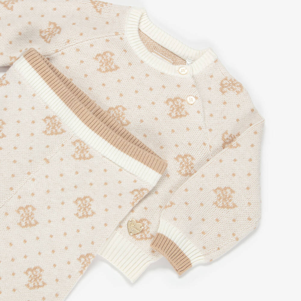 Guess-Baby Girls Ivory Jacquard Knit Trouser Set | Childrensalon
