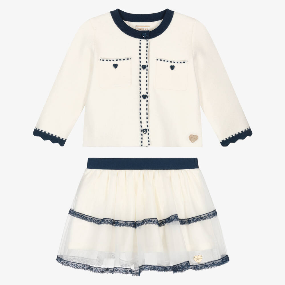 Guess-Baby Girls Ivory Knitted Cardigan & Tulle Skirt Set | Childrensalon