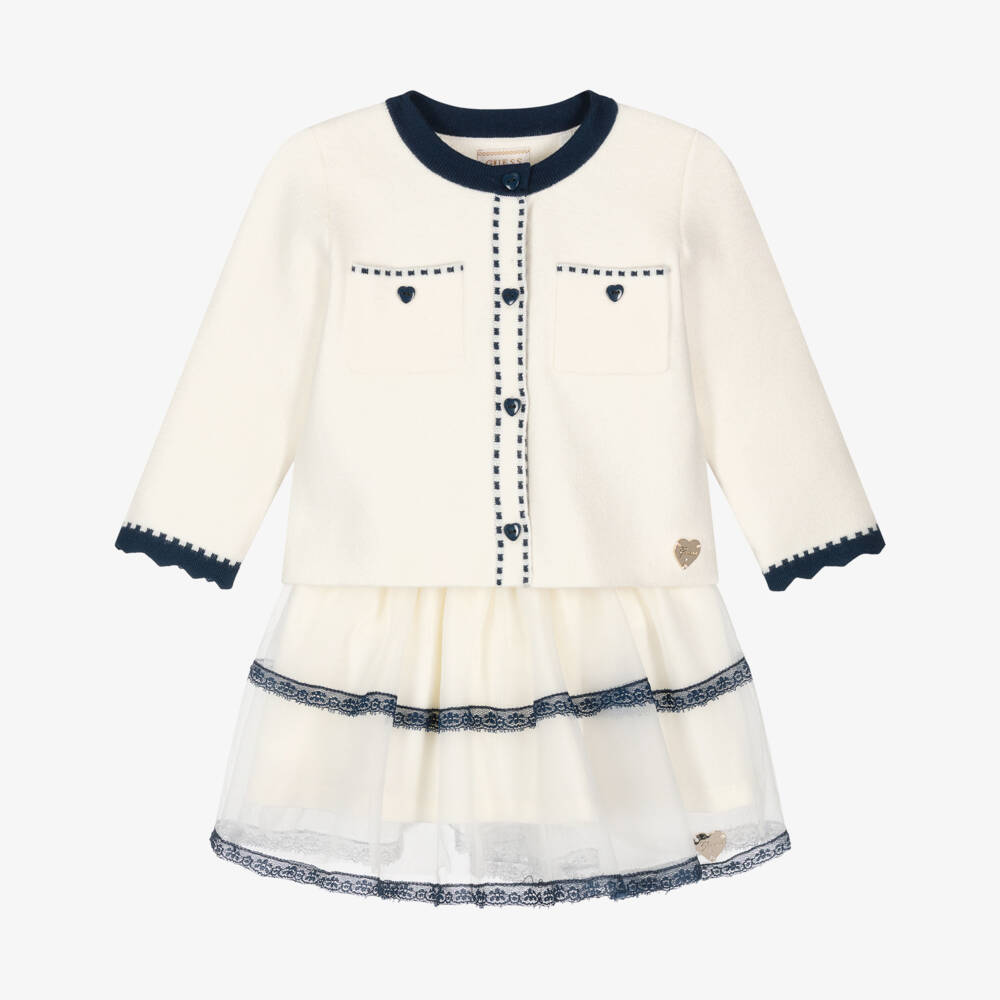 Guess-Baby Girls Ivory Knitted Cardigan & Tulle Skirt Set | Childrensalon