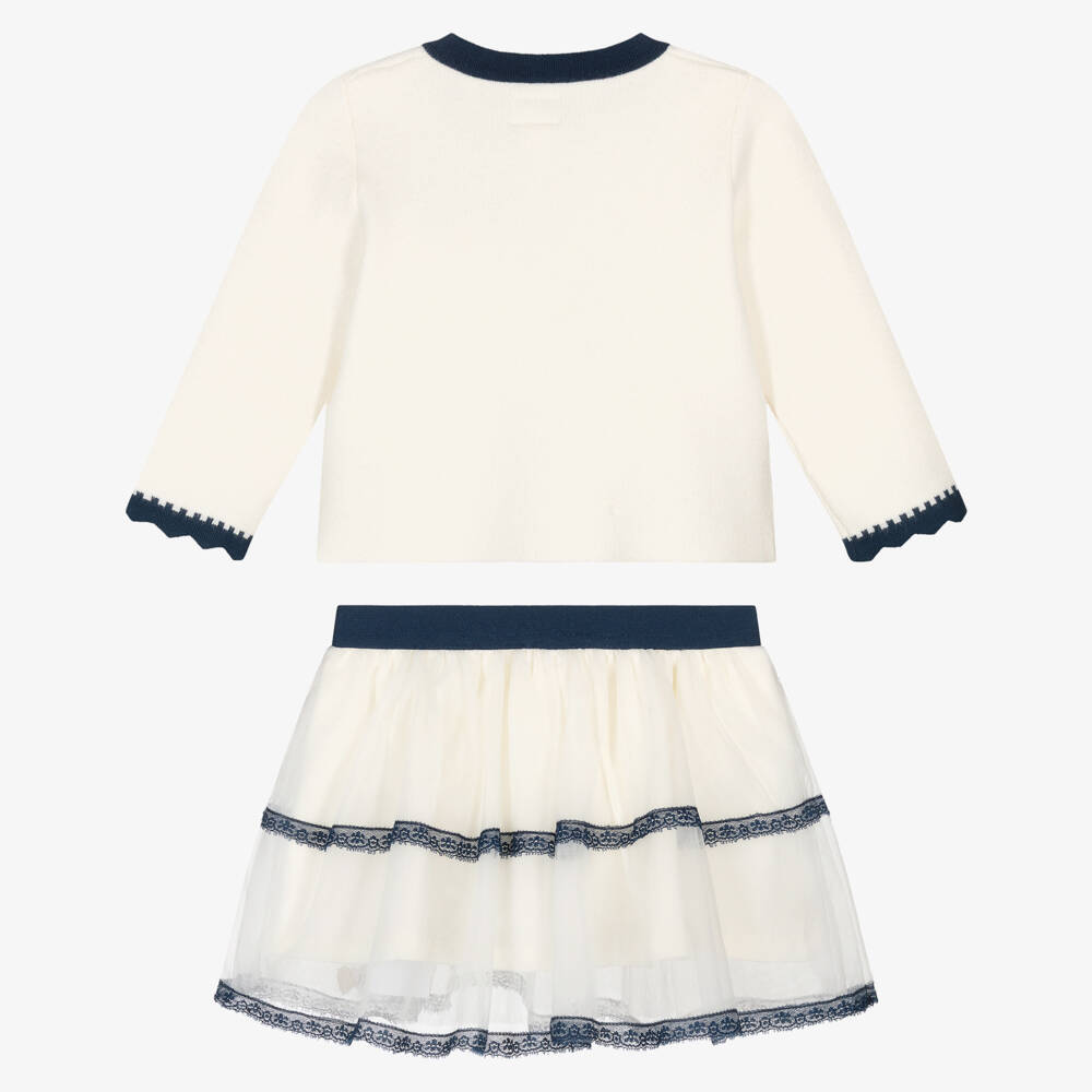 Guess-Baby Girls Ivory Knitted Cardigan & Tulle Skirt Set | Childrensalon
