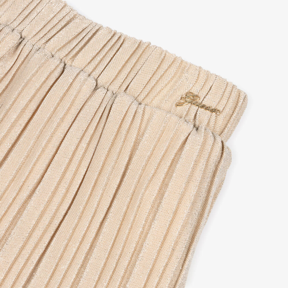 Guess-Baby Girls Ivory Top & Sparkly Beige Skirt Set | Childrensalon