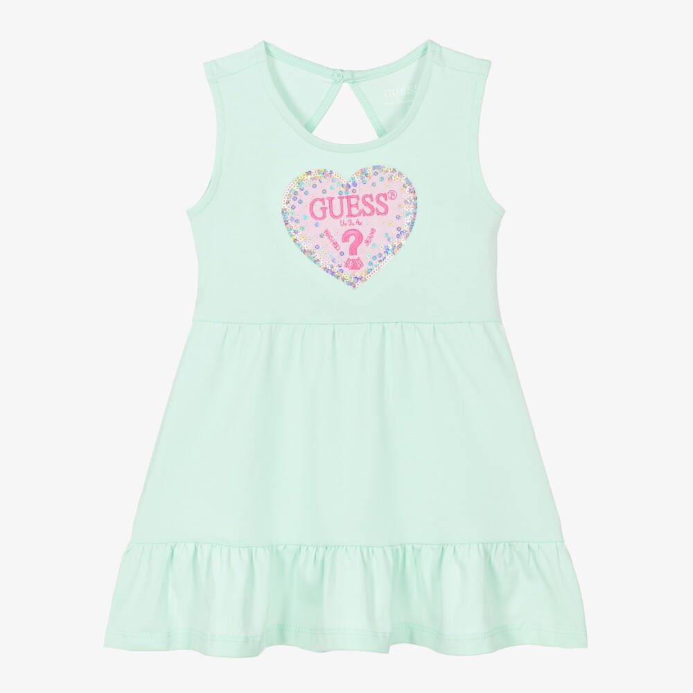Guess-Baby Girls Mint Green Cotton Sleeveless Dress | Childrensalon