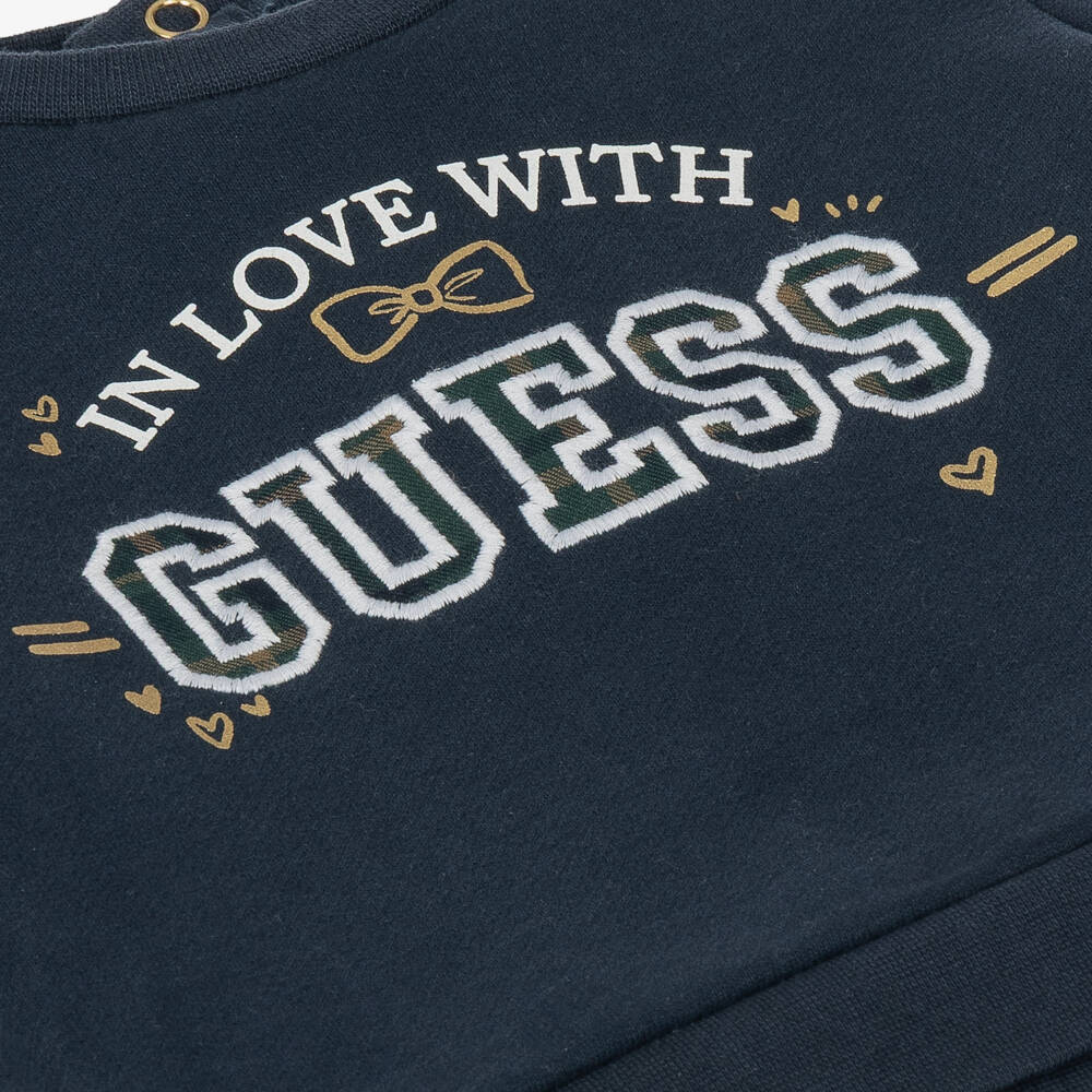 Guess-Baby Girls Navy Blue Tartan Skirt Set | Childrensalon