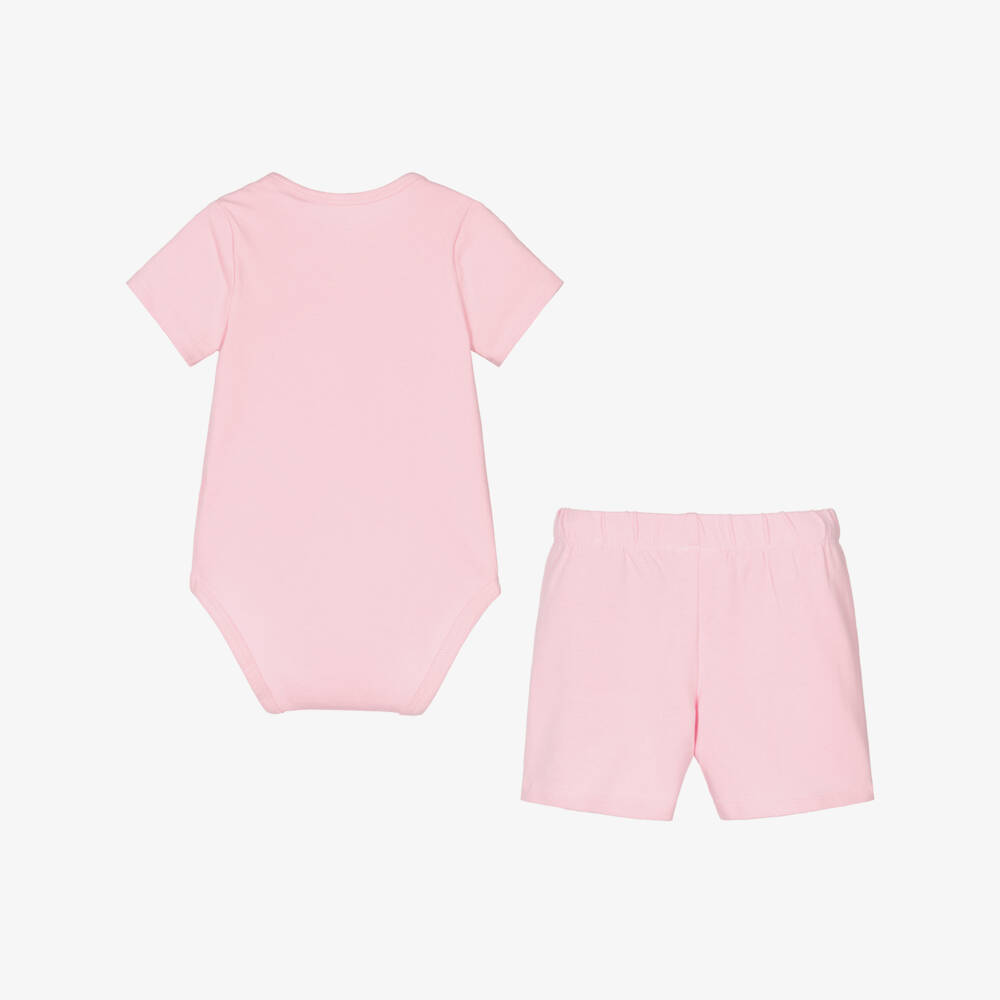 Guess-Baby Girls Pink Cotton Jersey Shorts Set | Childrensalon