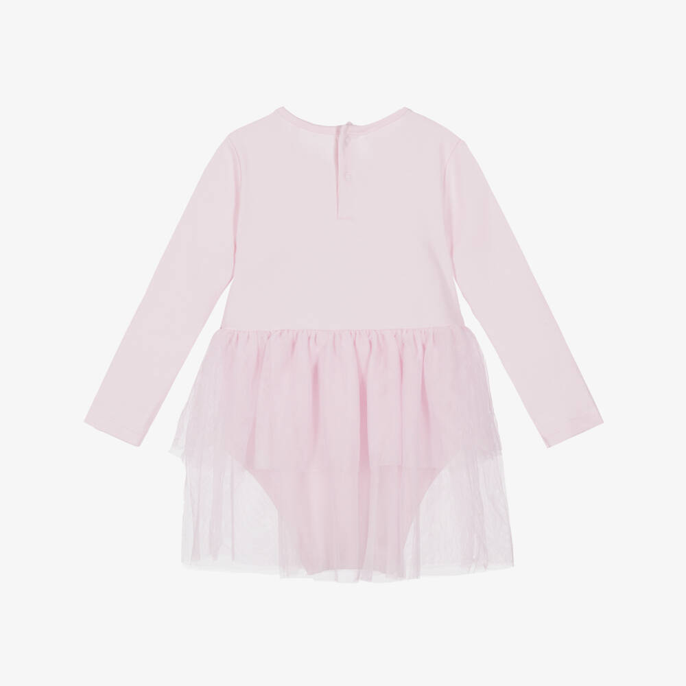 Guess-Baby Girls Pink Cotton Jersey & Tulle Dress | Childrensalon