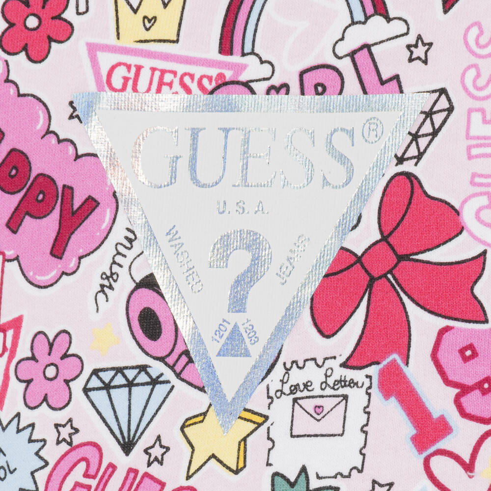 Guess-Baby Girls Pink Cotton Leggings Set with Graphic Prints | Childrensalon