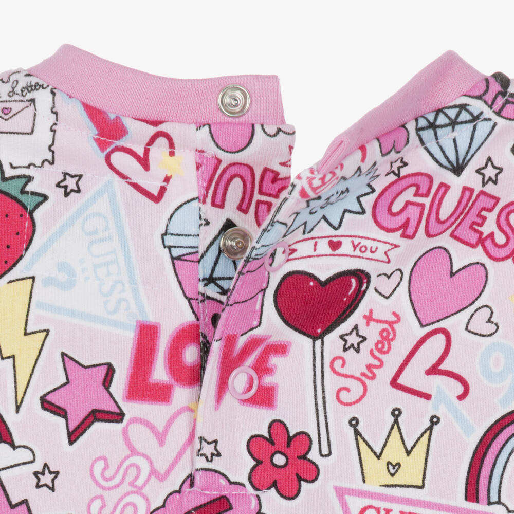 Guess-Baby Girls Pink Cotton Leggings Set with Graphic Prints | Childrensalon