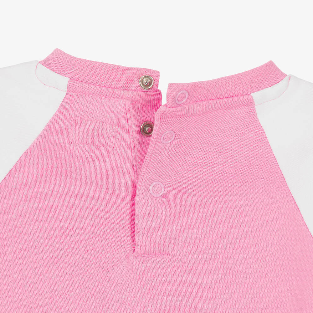 Guess-Baby Girls Pink Cotton Tracksuit with Glittery Graphics | Childrensalon
