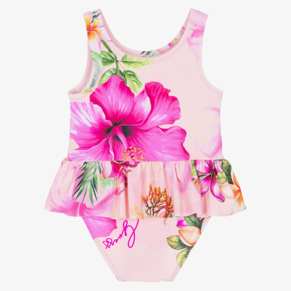 Guess-Baby Girls Pink Hibiscus Print Swimsuit | Childrensalon