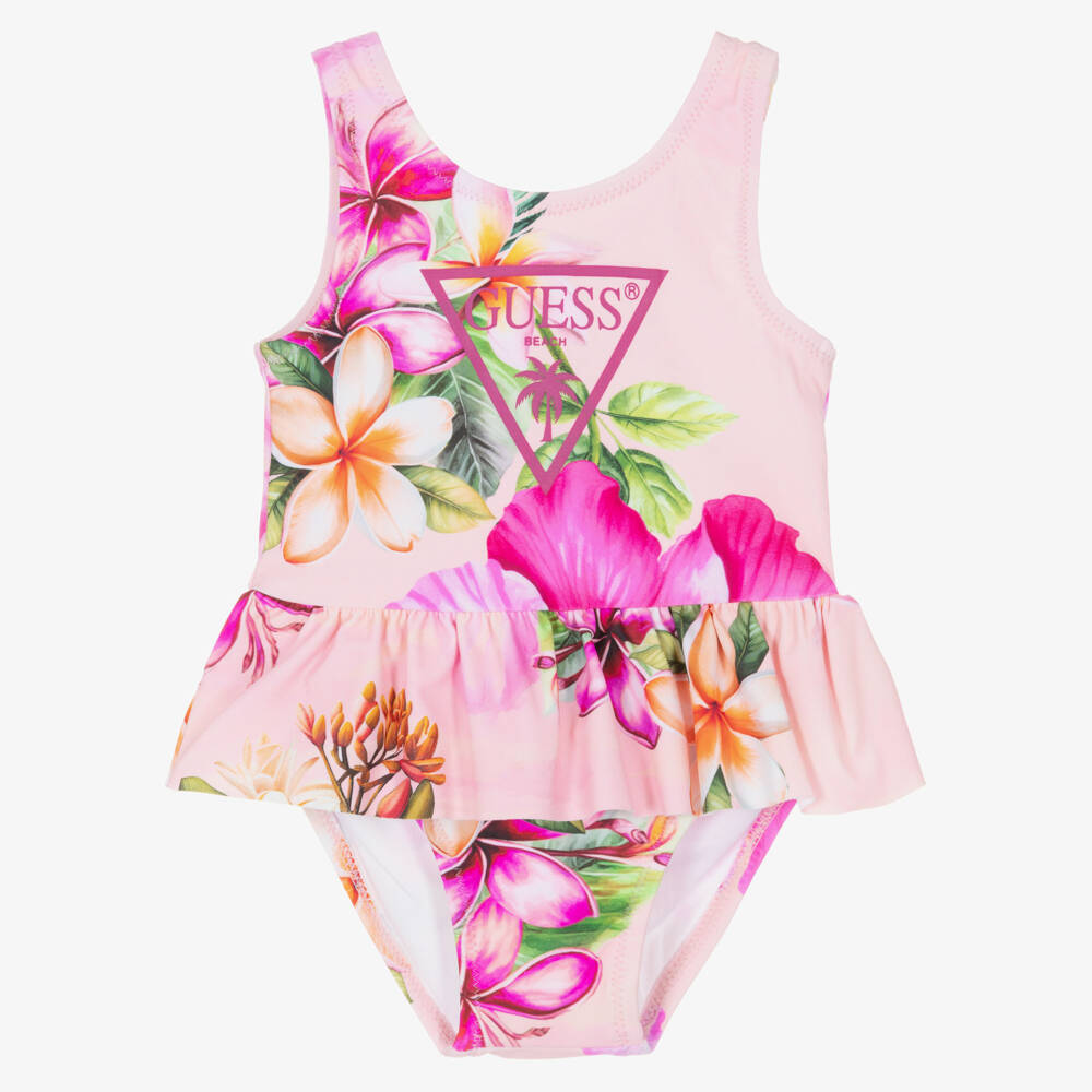 Guess-Baby Girls Pink Hibiscus Print Swimsuit | Childrensalon