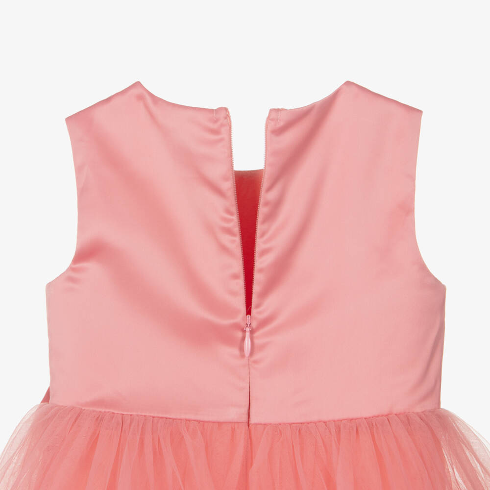 Guess-فستان ساتان وتول بفيونكة لون زهري للبنات الرضع | Childrensalon