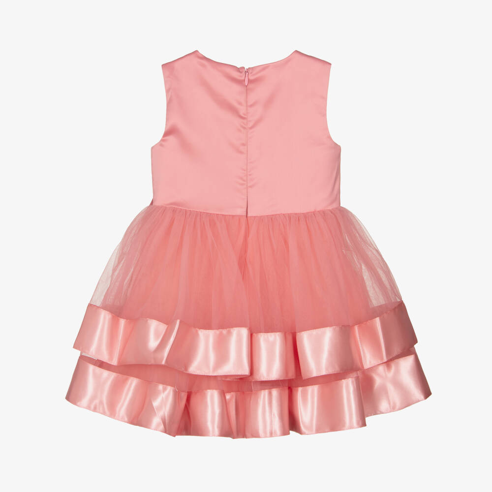 Guess-فستان ساتان وتول بفيونكة لون زهري للبنات الرضع | Childrensalon