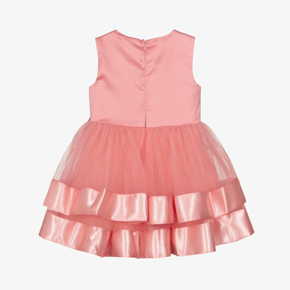 Guess-Платье розовое из атласа и тюля с бантом для малышек | Childrensalon