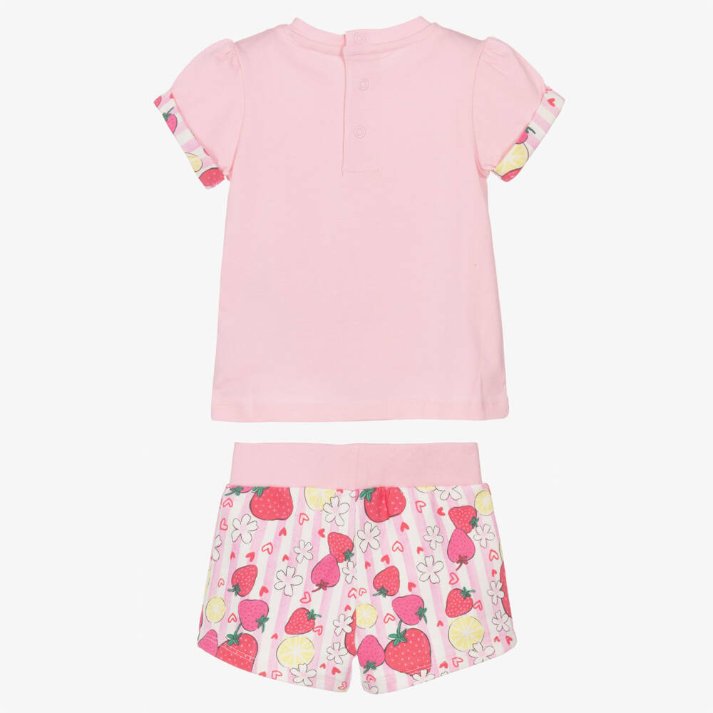 Guess-Baby Girls Pink Strawberry Print Shorts Set | Childrensalon
